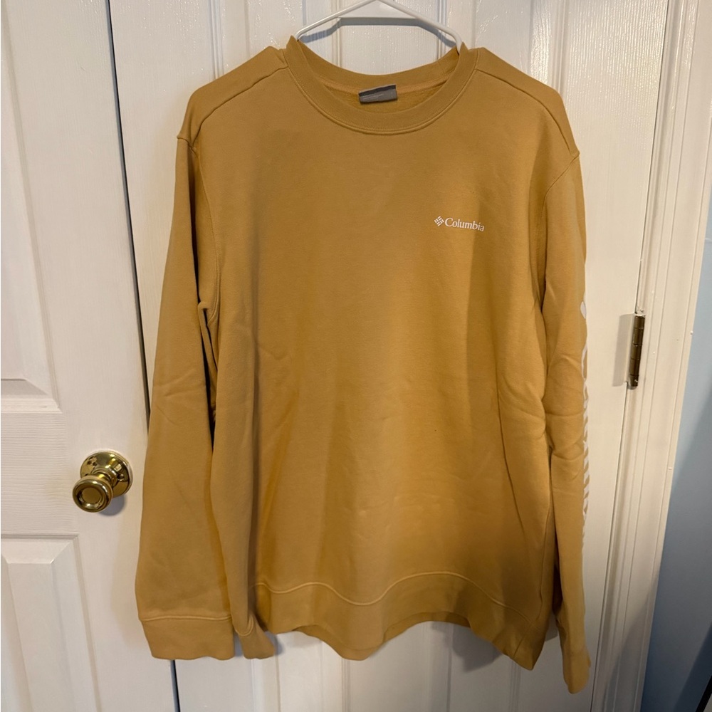 Columbia Men's‎ Large Yellow Cotton Long Sleeve Crewneck Sweatshirt